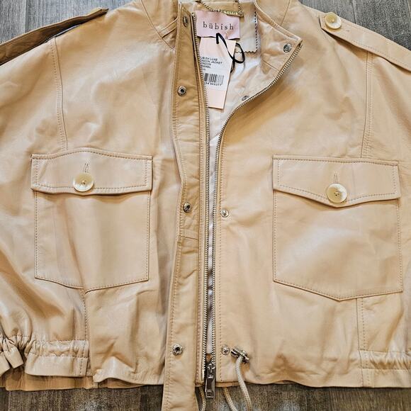 Bubish Revolve Jacket Womens Size S Savannah Lambskin Leather Zip Snap Caramel - Picture 10 of 16